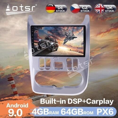 Aotsr Android 9.0 4+64GB Car Radio Player GPS Navigation DSP Car Video HD 10 inch Multimedia Player For Renault Logan 2009- 2013