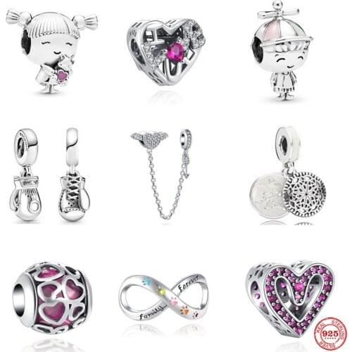 Hot New Shiny Love Gloves Bead Pendant Dangle Charms Fit Pandora Original Sterling Silver 925 Bracelet For Girl Boy Jewelry Gift