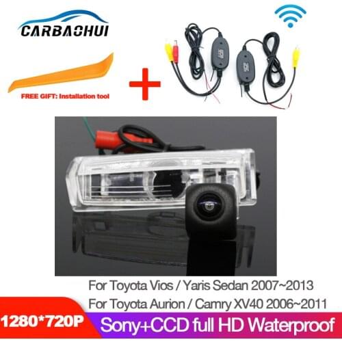 CCD Car wireless Rear View Reverse Backup hd Camera for Toyota Vios Yaris Sedan 2007~2013 for Toyota Aurion Camry XV40 2006~2011