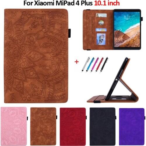 Tablet Funda For Xiaomi Mi Pad 4 Plus Case 10 1 inch Embossed PU Leather Wallet Stand Cover For Xiaomi MiPad 4 Plus Case 10.1"
