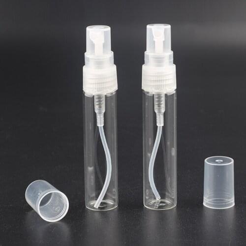100pcs 5ml Refillable Empty Clear Crystal Clear Glass Perfume Spray Bottle with Plastic Nebulizer