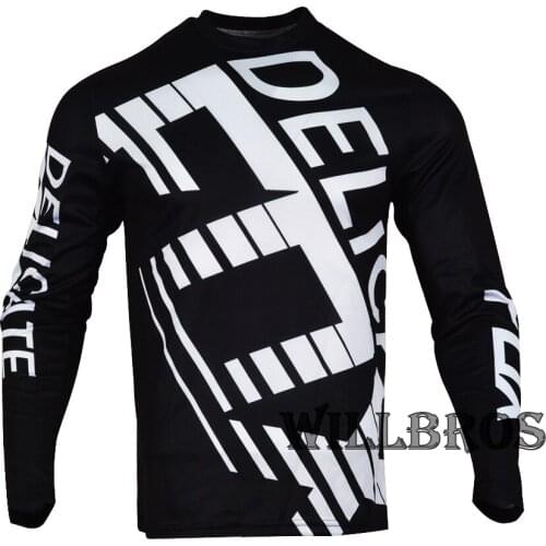 Delicate Fox Airline T-shirt Mens Summer Long Sleeve Mountain Bicycle Offroad Racing Motorcycle Jersey