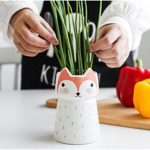 Ceramic Flowerpot Cute Cartoon Animal Succulent Herbs Planter Desktop Ornaments Home Balcony Garden Decor Plant Pots Decoration