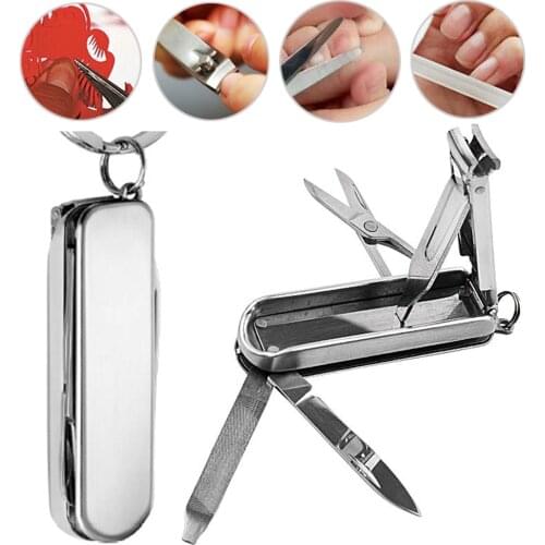4 In 1 Stainless Steel Nail Clippers Scissors Multi-Functional Folding Nail Clippers Outdoor Multi-Purpose Manicure Tools