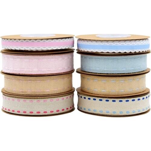 10yards/roll New Cotton Jumper Stain Ribbon for Baby Home Scene Decoration Hairbow DIY Bouquet Packing Grosgrain Lace Ribbon