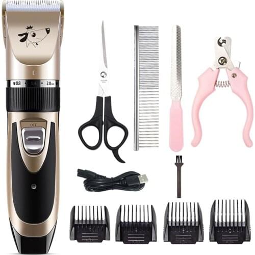 Electrical Pet Dog Hair Trimmer USB Rechargeable Animal Grooming Clippers Machine Dog Haircut Electric Shaver with Brush Combs