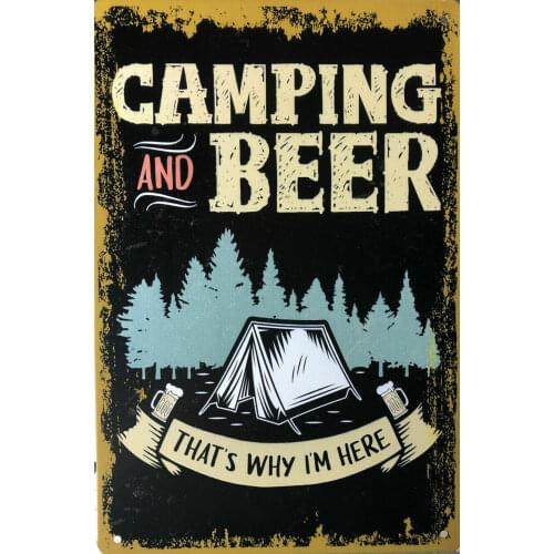 Camping And Beer Metal Tin Sign Pub Bar Decoration Tin Sign Shabby Chic Home Decor Plaque Wall Art Man Cave