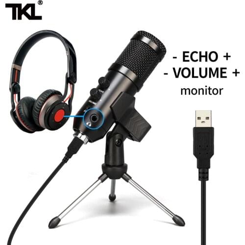 TKL USB Microphone Podcast Condenser Microphone Professional PC Streaming Uni-directional Mics Kit for Game Recording YouTube