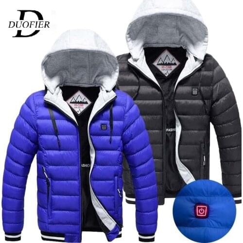 2021 New Men Heated Parka Winter Warm Male Casual Outdoor Hooded Jackets USB Electric Thermal Windbreak Puffer Jacket Clothing