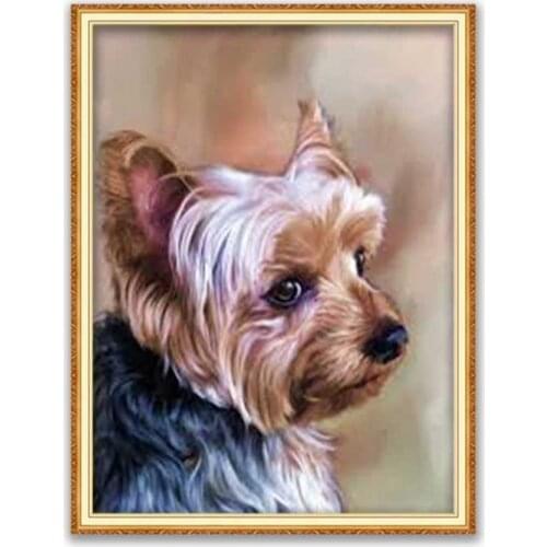 Animal Yorkshire Terrier DIY 11CT Embroidery Cross Stitch Kits Craft Needlework Set Cotton Thread Printed Canvas Home Decoration