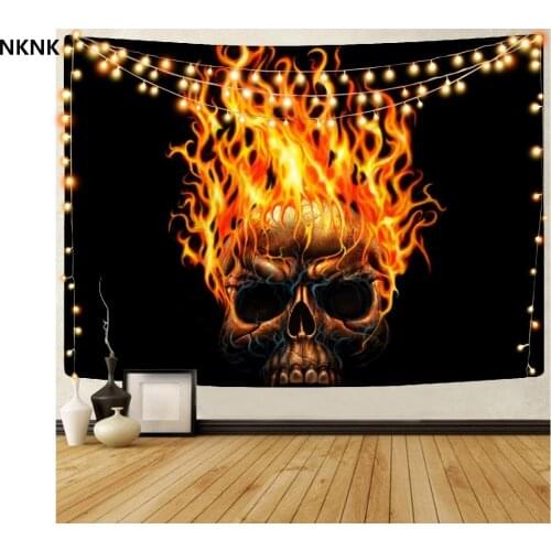 NKNK Brand Skull Tapestry Punk Wall Tapestry Flame Rug Wall Black Tenture Mandala Wall Hanging Boho decor Witchcraft New