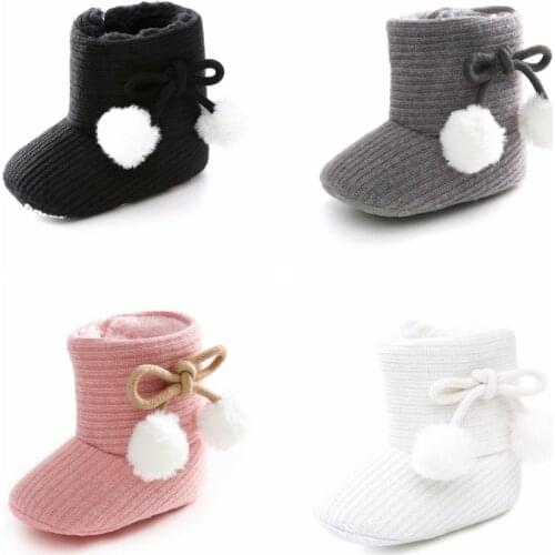 New Autumn Newborn Baby Shoes Baby Girl Boy Shoes Polka Dot Knitting Boots Casual Non-slip Soft Soled Walking Shoes