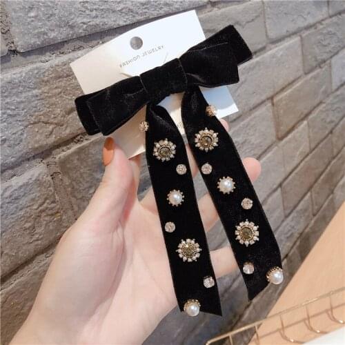 New Woman Brooches Pin Big Long Black Ribbon Bowknot Sweater Corsage Brooches Pin Fashion Bow Tie Jewelry Shirt Accessories