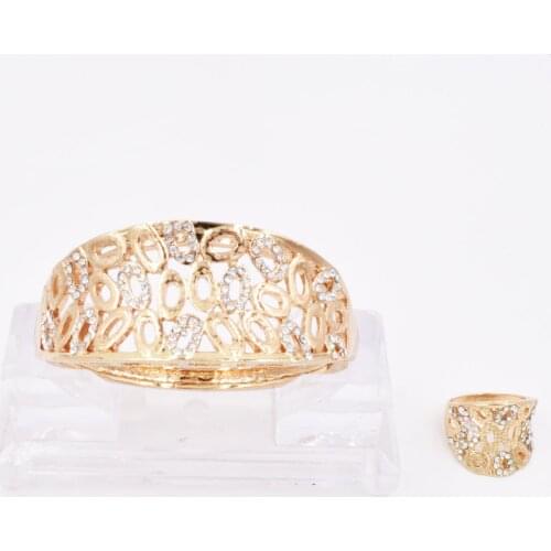 NEW High Quality Ltaly 750 Gold color Jewelry Set For Women african beads fashion Bracelet Ring jewelry