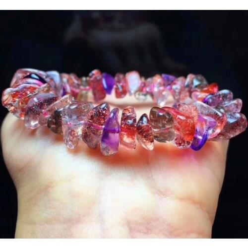 Genuine Natural Super Seven 7 Purple Rutilated Quartz 10mm Rare Women Man Fashuion Beads Stretch Bracelet AAAAA Certificate