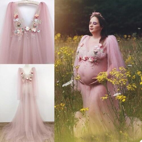 Floral Appliques Sleepwear Sexy Illusion Women Winter Bathrob Comfortable One Piece Nightgown Robe De Mariée