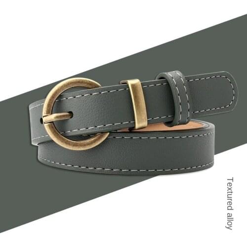 Dressing ladies leather professional dress belt new round pin buckle leather wild jeans with narrow fashion students