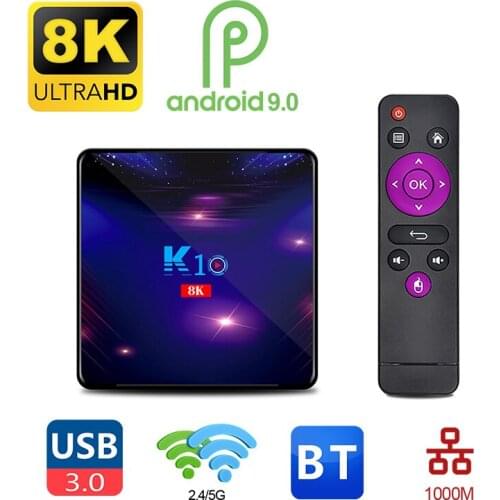 K10 Android TV Box Android 9.0 Almogic S905X3 Quad Core USB3.0 BT4.1 Dual WiFi 1000M LAN 4K H.265 Smart TV Box 8K Media Player