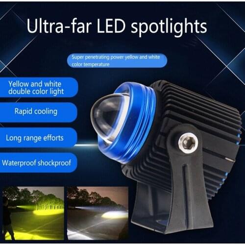 Universal Car Motorcycle LED White and Yellow Dual Color Working Spotlights Lens Headlights for Cars,Trucks