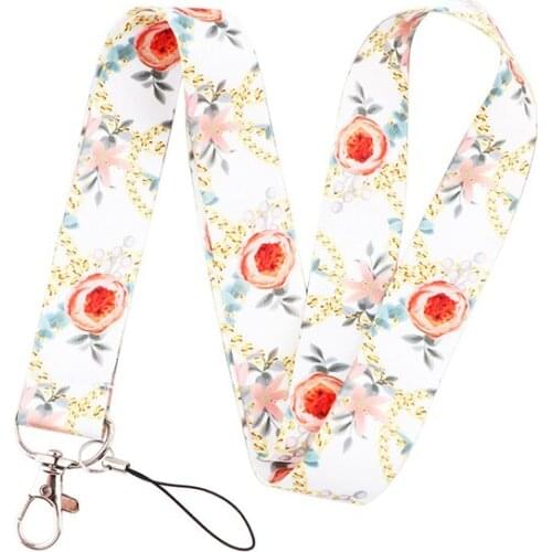 Gorgeous Red Rose Neck Strap Lanyard keychain Mobile Phone Strap ID Badge Holder Rope Key Chain Keyrings cosplay Accessories