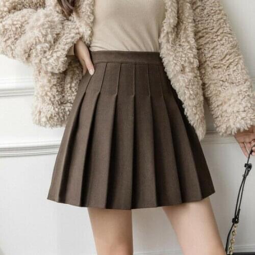 2021 Skirt Spring Fashion Woolen Pleated Skirt Female High Waist Was Thin Top