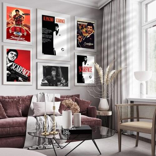 America Crime Movies Scarface Vintage Art Poster, Godfather AL PACINO Star Works Art Prints, Movie Fan Collection Wall Picture
