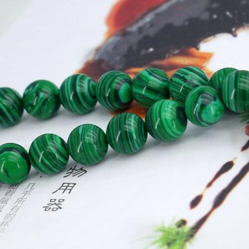 10mm Green malachite round loose beads 15inches DIY beautiful stone beads suitable for women jewelry handmade design wholesale