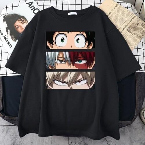 Anime My Hero Academia Series Eyes print Women T Shirt Loose Breathable Clothes Fashion Oversized T-Shirt Summer Cool Tops Mens