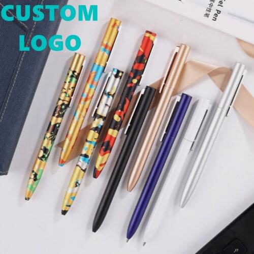 New Customized Logo Metal Ball Metal Pen Business Office Private Custom Logo Text Lettering Rotating Neutral pen Signature Pen