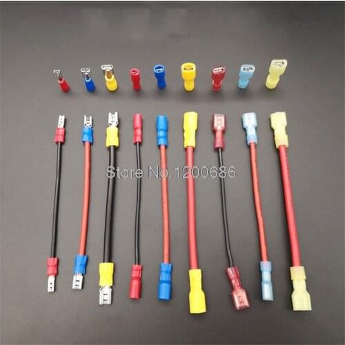 10CM FDFD FDD 110 187 250 Insulated Spade Joint Connector Crimp Terminal Connectors Plug Wire Harness