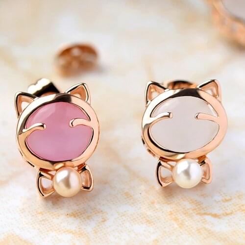 11.11 Animal Shaped Clip Earrings Without Piercing Christmas Bijoux Gift for Girls Rose Gold Fashion Cat Design Earing Jewlery