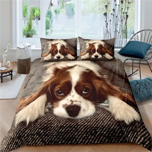 Luxury 3D Pet Dog Print 2/3Pcs Kid Bedding Set Comfortable Animal Duvet Cover Pillowcase Home Textile Single Queen and King Size