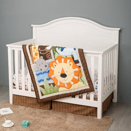 3PCS Animal Cotton Baby Bedclothes For Baby Cot baby bedding baby boy crib bedding set ,Fitted Sheet, Crib Quilt, Dust Ruffle