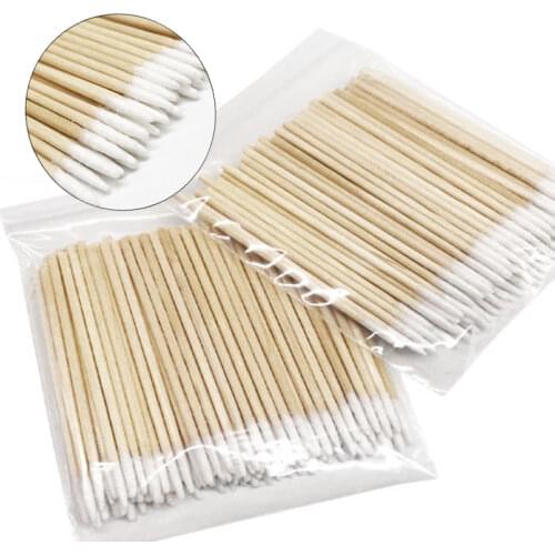 300PC Disposable Wood Cotton Swabs Ear Eyes Lip Cleaning Stick Cosmetic Cotton Buds Eyelash Extension Makeup Tools Micro Brushes