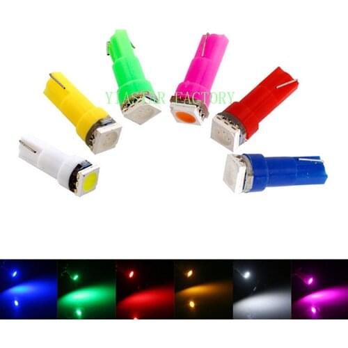 Yiastar 10 x T5 led 5050smd LED t5 Bulb with Wedge Base for Dashboards led t5 5050 smd 12v White/Green/Blue/Red/Yellow