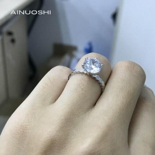 AINUOSHI 14K/18K Gold 2 Carats Classic Honeycomb Ring Round Cut White AINUOSHI Stone for Women Wedding Party Unique Ring Jewelry