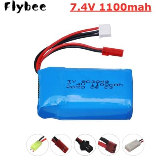 7.4V 1100mAh Lipo Battery For Wltoys V353 A949 A959 A969 A979 k929 RC Cars parts Accessories 2s 7.4V 903048 Battery T/JST PLUG