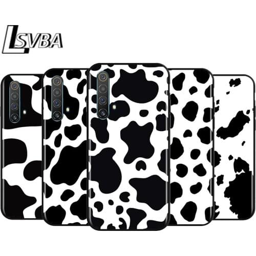 White Black Pink Cow for OPPO Realme V15 X5 X3 X50 X7 X2 C17 C11 C3 C2 7 7i 6 6S 6i 5 3 2 Pro Soft Black Phone Case