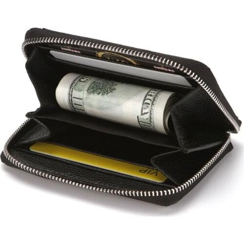 Black Creative PU Leather Womens Bag Fashion Litchi Pattern Zipper Zero Purse Multi Id Credit Bank Card Case Women Wallets