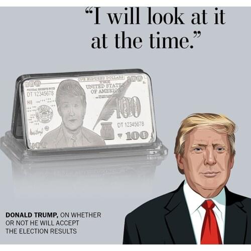 WR 999 Pure Silver Bullion Bar Copy Coin Trump 100 US Dollar Gold Bar Collectible Replicas Coin Original Cryptocurrency Souvenir