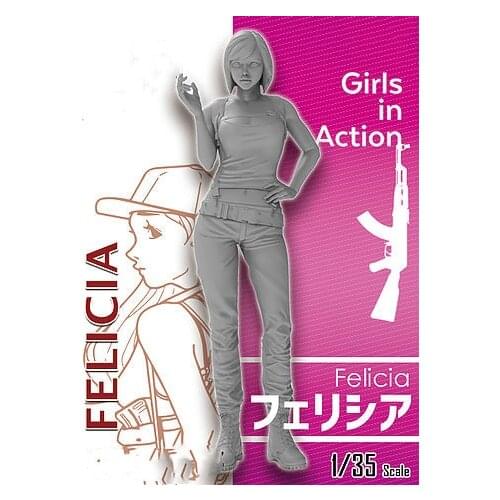 1/35 Resin Model Figure GK，Felicia，GIRLS in ACTION， Unassembled and unpainted kit