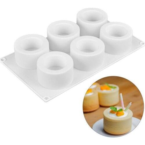 6 Holes Pudding Mold 3D Silicone Molds for Art Cake Mousse Dessert Round Cupcake Mould DIY Homemade Baking Tools