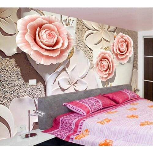 Custom Photo Wallpaper 3D Embossed Flower Wall Covering Living Room TV Sofa Bedroom Background Home Decoration Mural Wallpaper
