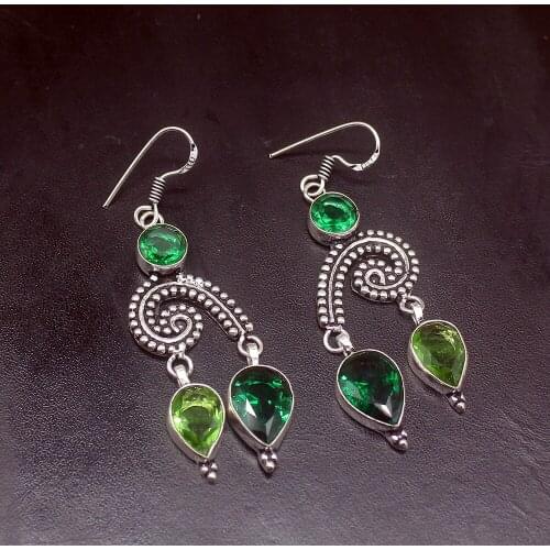 Gemstonefactory Big Promotion 925 Silver Green Topaz Peridot Sparkle Women Ladies Gifts Dangle Drop Earrings 20211988