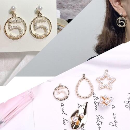 Alloy geometric pearl ear nail ear hook ear clip diy hand-crafted ear accessories material package assembly accessories pendant