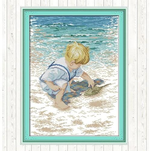 The Little Boy 14CT 11CT Counted and Stamped DMC Cotton Thread Printed Canvas DIY Needlework Crafts Cross Stitch Embroidery Kits