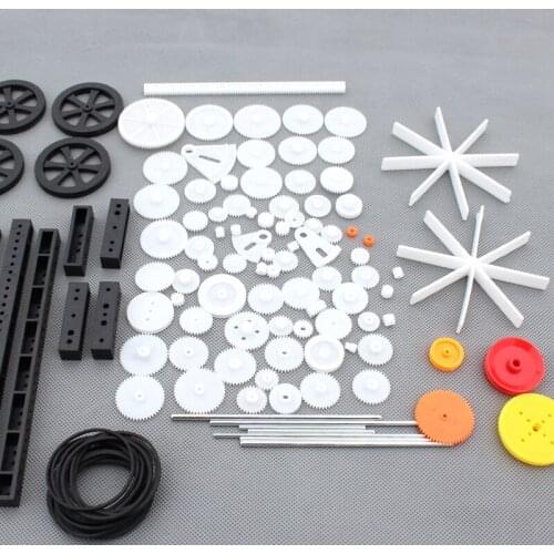 JMT 92Pcs Single / Double Plastic Gear Motor Rack Pulley Gearbox Module Toy Car Auto Craft DIY Four-wheel Drive Robot Kits Parts
