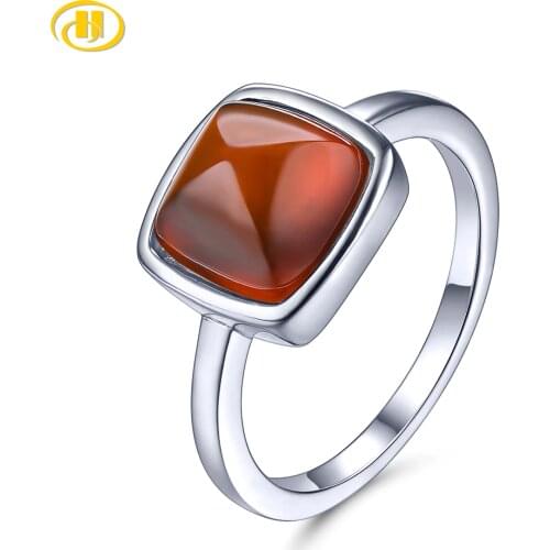 Natural Sugar-loaf Cutting Cushion 9mm Spessitite Garnet Solid 925 Sterling Silver Ring Elegant Special Design for Women