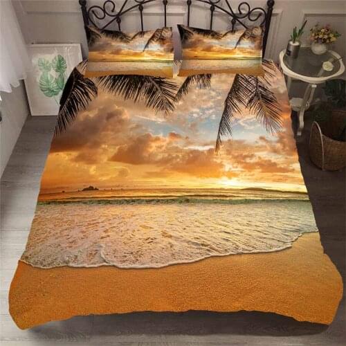 Bedding Set 3D Printed Duvet Cover Bed Set Beach Coconut Tree Home Textiles for Adults Bedclothes with Pillowcase #HL31