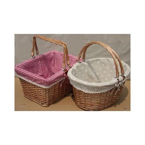 Shopping Basket Picnic Rattan Fruit Basket Activity Handle Picking Basket Wholesale Gift Basket